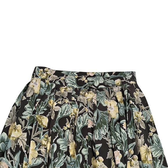 Vintage J.Crew Maxi Skirt Women’s 10 Green Brown Floral 100% Silk Pleated Flowy - Picture 3 of 7